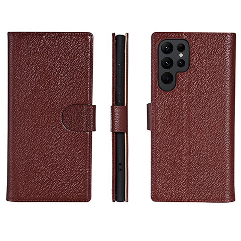 Coque Portefeuille Livre Cuir Etui Clapet L06 pour Samsung Galaxy S23 Ultra 5G Vin Rouge