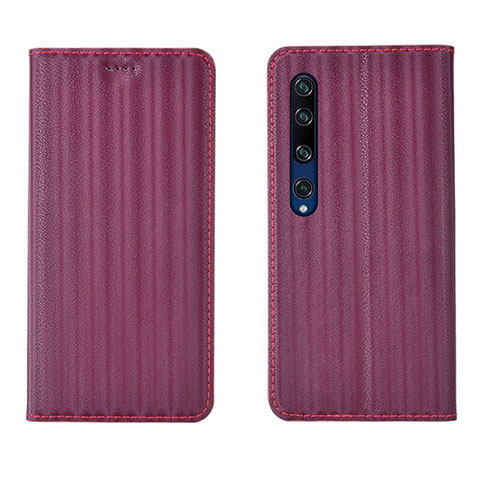 Coque Portefeuille Livre Cuir Etui Clapet L06 pour Xiaomi Mi 10 Vin Rouge