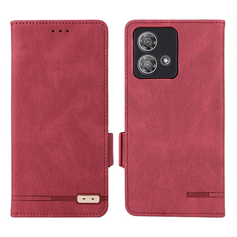 Coque Portefeuille Livre Cuir Etui Clapet L06Z pour Motorola Moto Edge 40 Neo 5G Rouge