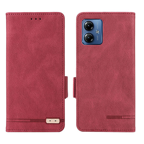 Coque Portefeuille Livre Cuir Etui Clapet L06Z pour Motorola Moto G14 Rouge