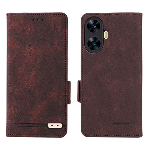 Coque Portefeuille Livre Cuir Etui Clapet L06Z pour Realme C55 Marron