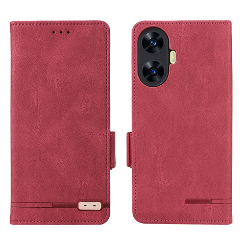 Coque Portefeuille Livre Cuir Etui Clapet L06Z pour Realme C55 Rouge