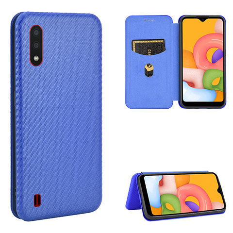 Coque Portefeuille Livre Cuir Etui Clapet L06Z pour Samsung Galaxy A01 SM-A015 Bleu