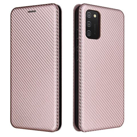 Coque Portefeuille Livre Cuir Etui Clapet L06Z pour Samsung Galaxy A02s Or Rose