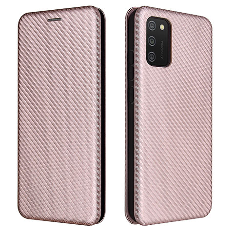 Coque Portefeuille Livre Cuir Etui Clapet L06Z pour Samsung Galaxy A03s Or Rose