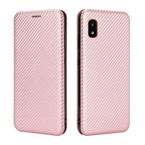 Coque Portefeuille Livre Cuir Etui Clapet L06Z pour Samsung Galaxy A21 SC-42A Or Rose