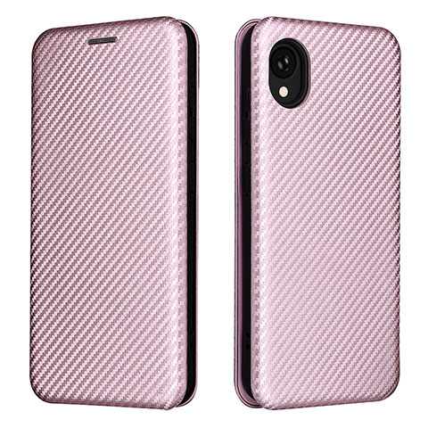 Coque Portefeuille Livre Cuir Etui Clapet L06Z pour Samsung Galaxy A22 5G SC-56B Or Rose