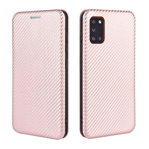 Coque Portefeuille Livre Cuir Etui Clapet L06Z pour Samsung Galaxy A31 Or Rose