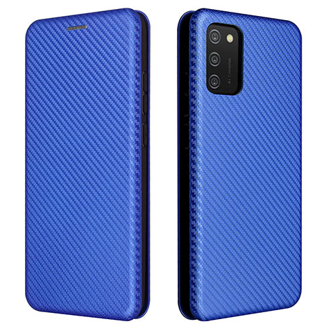 Coque Portefeuille Livre Cuir Etui Clapet L06Z pour Samsung Galaxy M02s Bleu