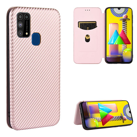 Coque Portefeuille Livre Cuir Etui Clapet L06Z pour Samsung Galaxy M31 Prime Edition Or Rose