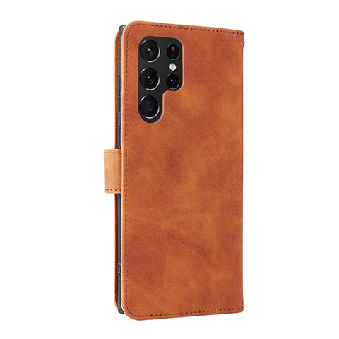 Coque Portefeuille Livre Cuir Etui Clapet L06Z pour Samsung Galaxy S23 Ultra 5G Marron