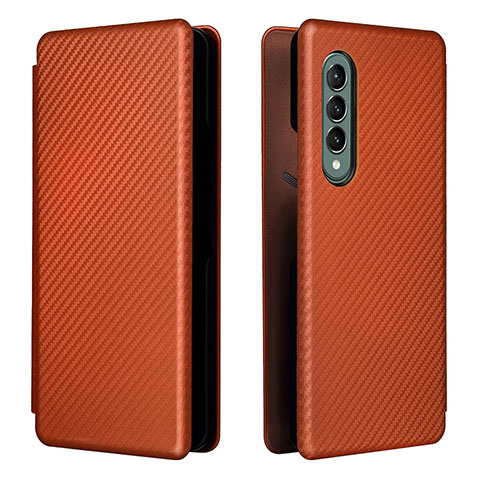 Coque Portefeuille Livre Cuir Etui Clapet L06Z pour Samsung Galaxy Z Fold3 5G Marron