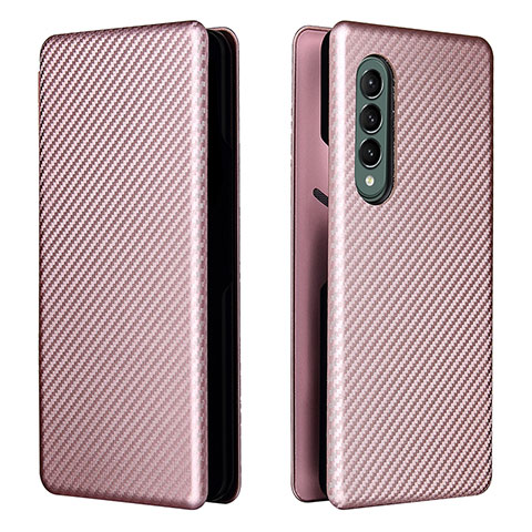 Coque Portefeuille Livre Cuir Etui Clapet L06Z pour Samsung Galaxy Z Fold3 5G Or Rose