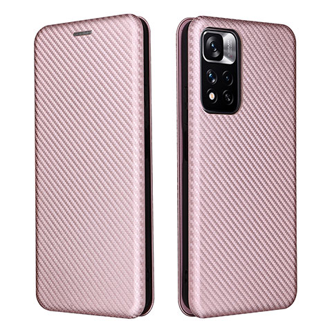 Coque Portefeuille Livre Cuir Etui Clapet L06Z pour Xiaomi Mi 11i 5G (2022) Or Rose