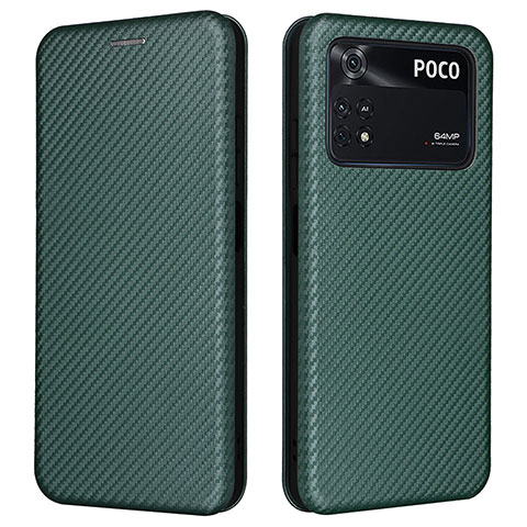 Coque Portefeuille Livre Cuir Etui Clapet L06Z pour Xiaomi Poco M4 Pro 4G Vert