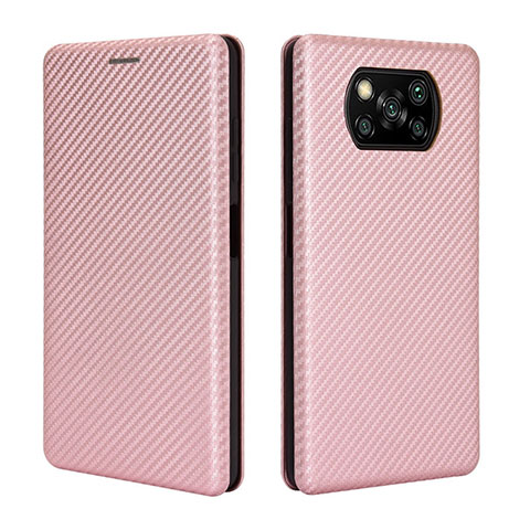 Coque Portefeuille Livre Cuir Etui Clapet L06Z pour Xiaomi Poco X3 NFC Or Rose