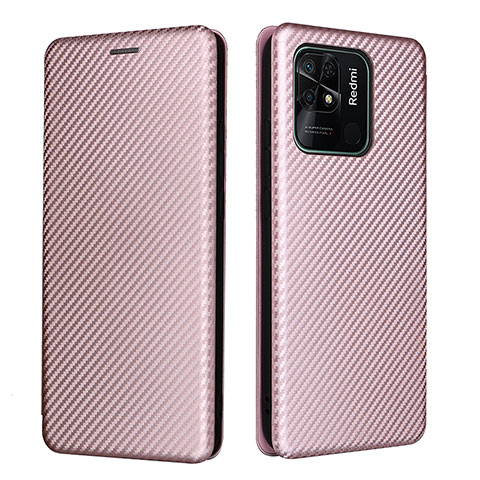 Coque Portefeuille Livre Cuir Etui Clapet L06Z pour Xiaomi Redmi 10 India Or Rose