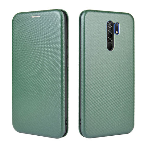 Coque Portefeuille Livre Cuir Etui Clapet L06Z pour Xiaomi Redmi 9 Prime India Vert