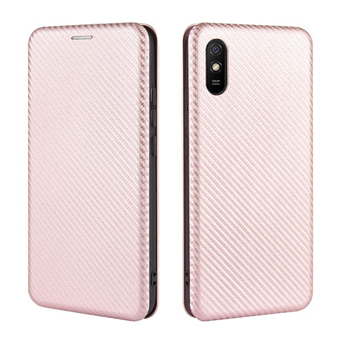 Coque Portefeuille Livre Cuir Etui Clapet L06Z pour Xiaomi Redmi 9A Or Rose