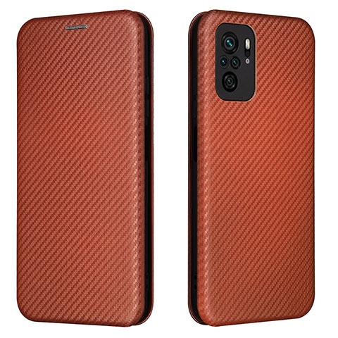 Coque Portefeuille Livre Cuir Etui Clapet L06Z pour Xiaomi Redmi Note 10 4G Marron