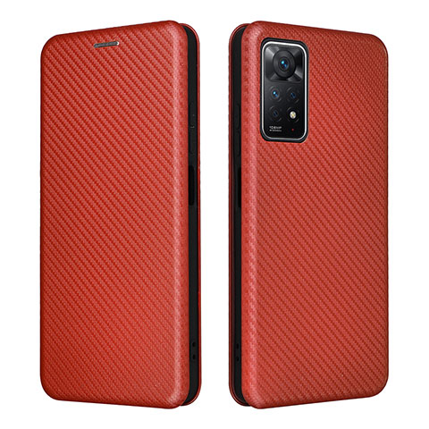 Coque Portefeuille Livre Cuir Etui Clapet L06Z pour Xiaomi Redmi Note 11 Pro 5G Marron