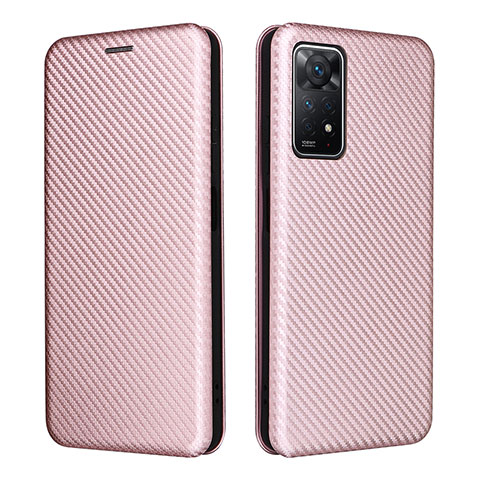 Coque Portefeuille Livre Cuir Etui Clapet L06Z pour Xiaomi Redmi Note 11 Pro 5G Or Rose