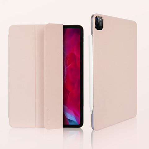 Coque Portefeuille Livre Cuir Etui Clapet L07 pour Apple iPad Pro 12.9 (2020) Or Rose