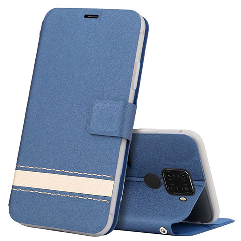 Coque Portefeuille Livre Cuir Etui Clapet L07 pour Huawei Mate 30 Lite Bleu