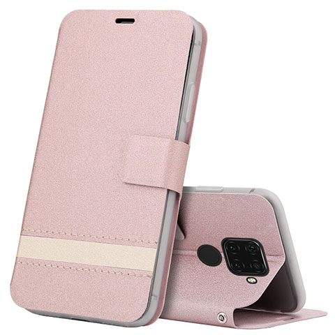 Coque Portefeuille Livre Cuir Etui Clapet L07 pour Huawei Nova 5z Or Rose