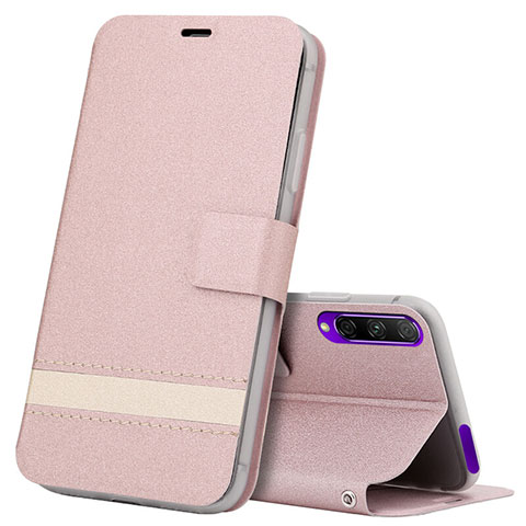 Coque Portefeuille Livre Cuir Etui Clapet L07 pour Huawei Y9s Or Rose