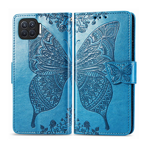 Coque Portefeuille Livre Cuir Etui Clapet L07 pour Oppo F17 Pro Bleu