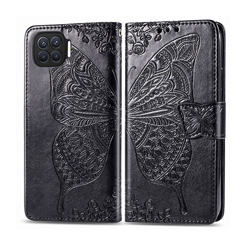 Coque Portefeuille Livre Cuir Etui Clapet L07 pour Oppo Reno4 F Noir