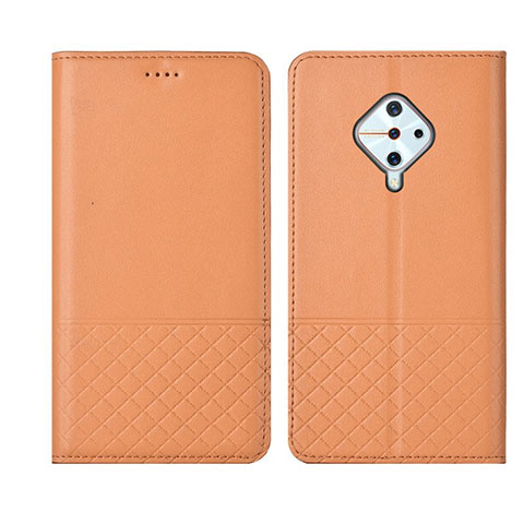 Coque Portefeuille Livre Cuir Etui Clapet L07 pour Vivo S1 Pro Orange