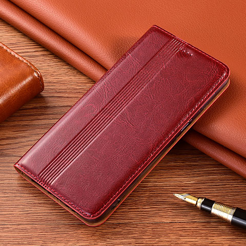 Coque Portefeuille Livre Cuir Etui Clapet L07 pour Xiaomi Poco X3 NFC Vin Rouge