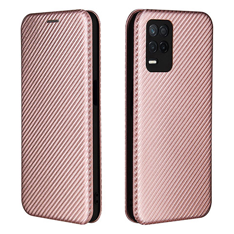 Coque Portefeuille Livre Cuir Etui Clapet L07Z pour Realme 8s 5G Or Rose