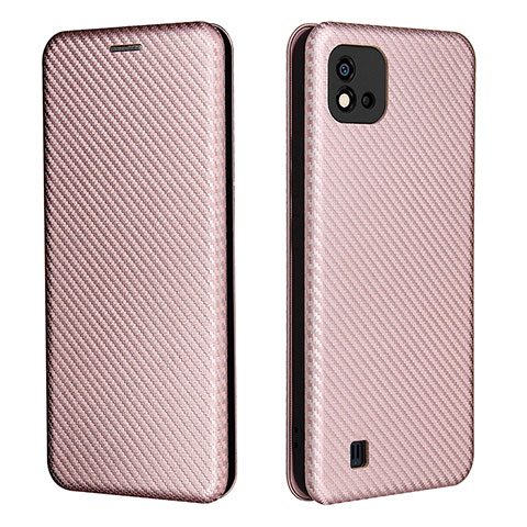 Coque Portefeuille Livre Cuir Etui Clapet L07Z pour Realme C11 (2021) Or Rose