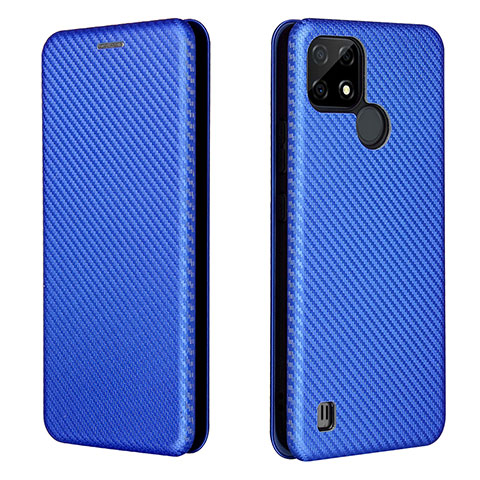 Coque Portefeuille Livre Cuir Etui Clapet L07Z pour Realme C21 Bleu