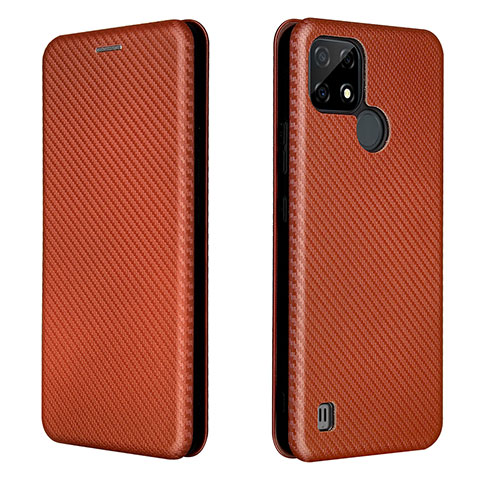 Coque Portefeuille Livre Cuir Etui Clapet L07Z pour Realme C21 Marron