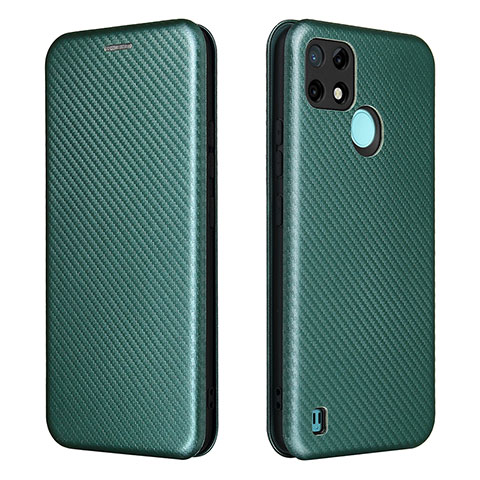 Coque Portefeuille Livre Cuir Etui Clapet L07Z pour Realme C21Y Vert