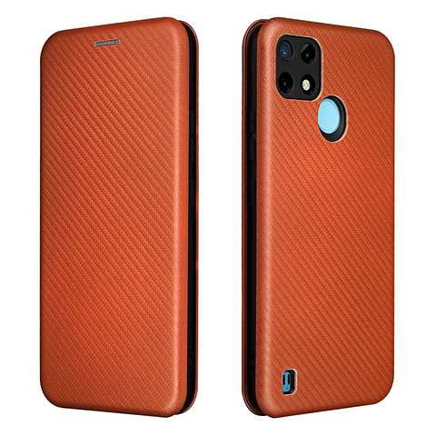 Coque Portefeuille Livre Cuir Etui Clapet L07Z pour Realme C25Y Marron