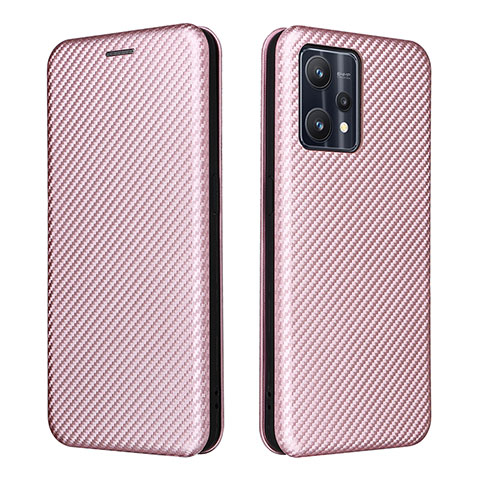 Coque Portefeuille Livre Cuir Etui Clapet L07Z pour Realme Q5 5G Or Rose