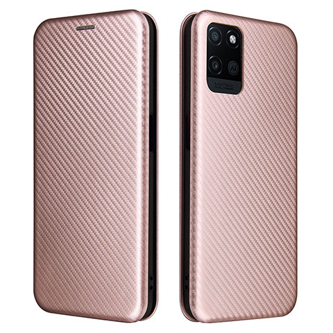 Coque Portefeuille Livre Cuir Etui Clapet L07Z pour Realme V11 5G Or Rose