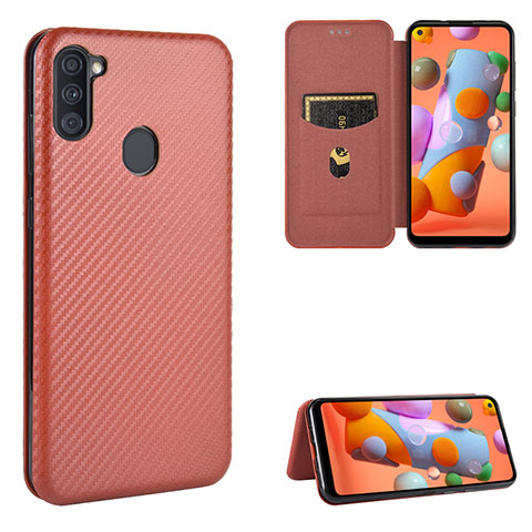 Coque Portefeuille Livre Cuir Etui Clapet L07Z pour Samsung Galaxy A11 Marron