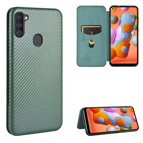 Coque Portefeuille Livre Cuir Etui Clapet L07Z pour Samsung Galaxy A11 Vert