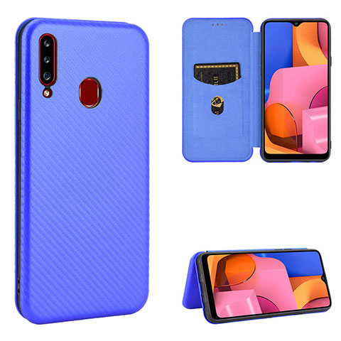 Coque Portefeuille Livre Cuir Etui Clapet L07Z pour Samsung Galaxy A20s Bleu