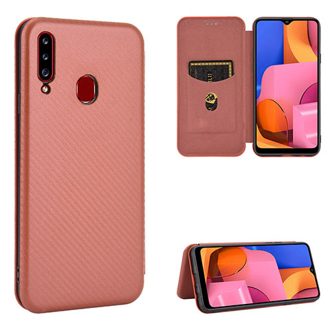 Coque Portefeuille Livre Cuir Etui Clapet L07Z pour Samsung Galaxy A20s Marron