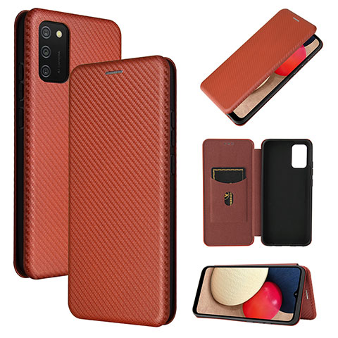 Coque Portefeuille Livre Cuir Etui Clapet L07Z pour Samsung Galaxy F02S SM-E025F Marron