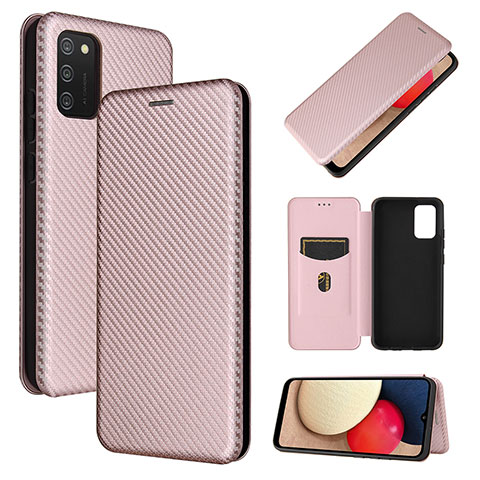 Coque Portefeuille Livre Cuir Etui Clapet L07Z pour Samsung Galaxy M02s Or Rose