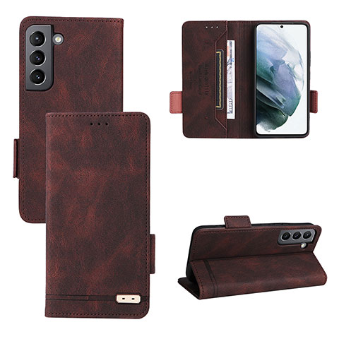 Coque Portefeuille Livre Cuir Etui Clapet L07Z pour Samsung Galaxy S21 Plus 5G Marron