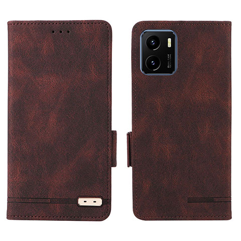 Coque Portefeuille Livre Cuir Etui Clapet L07Z pour Vivo iQOO U5x Marron